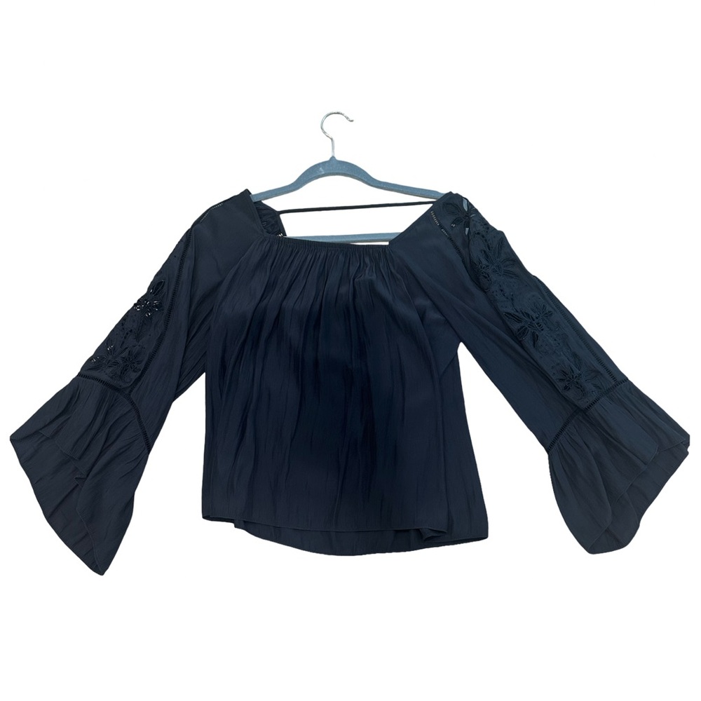 Ramy Brook Black Blouse with Bell Sleeves